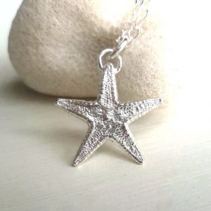 sterlig silver starfish necklace