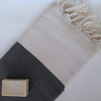 Elegant Organic Turkish Towel, Peshtemal, bath, spa, hammam, Natural Sof cotton, Gift for father, father's day, Handwoven, Black
