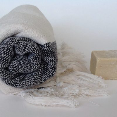 Elegant Organic Turkish Towel, Peshtemal, bath, spa, hammam, Natural Sof cotton, Gift for father, father's day, Handwoven, Black