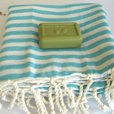 Best Quality Turkish Towel, Peshtemal, Beach towel, bath towel, hammam towel, yoga, Spa, Sarong, Pareo, Aqua Striped