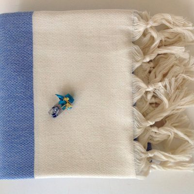 Elegant Organic Turkish Towel, Peshtemal, bath, spa, hammam, Natural Soft cotton, Blue, Gift for mother, Special Production, Handwoven