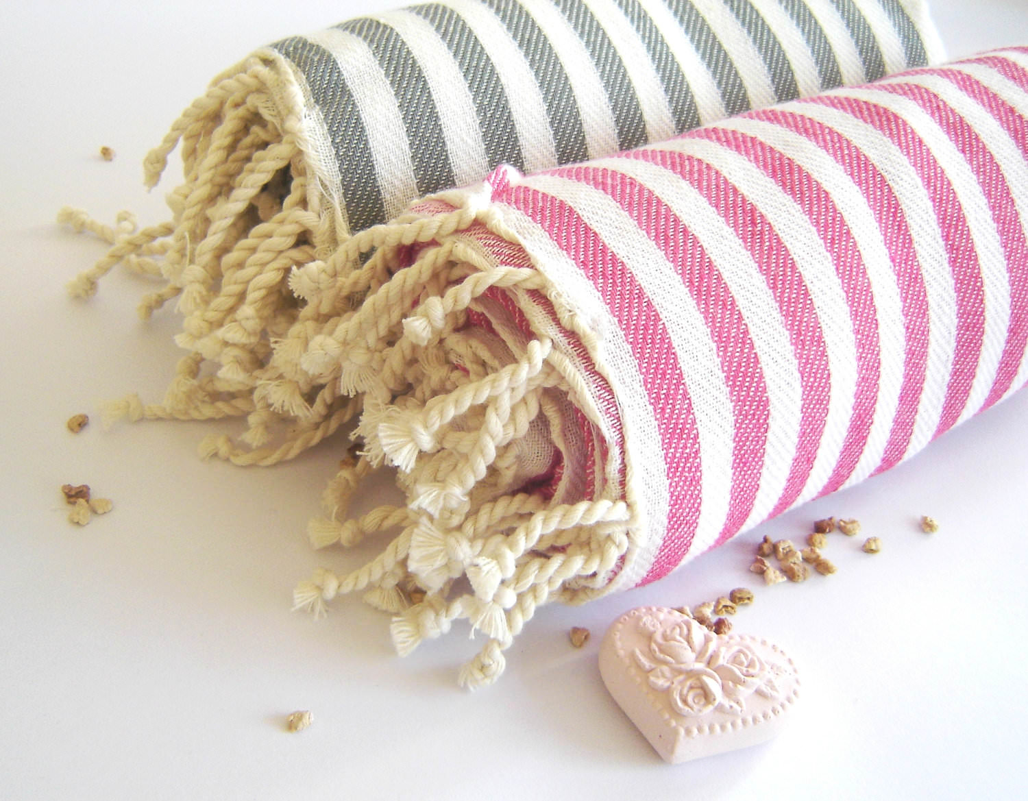 SALE Set of 2 Traditional Turkish Bath Towel, Peshtemal Schooner