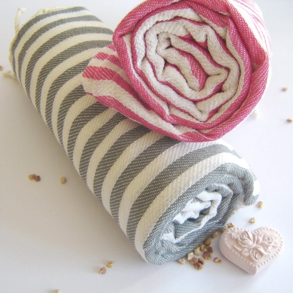 SALE Set of 2 Traditional Turkish Bath Towel, Peshtemal Schooner