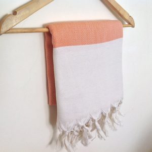 Elegant Organic Turkish Towel, Peshtemal, beach, bath, spa, swimming pool, hammam, Natural Soft cotton, Handwoven, Orange