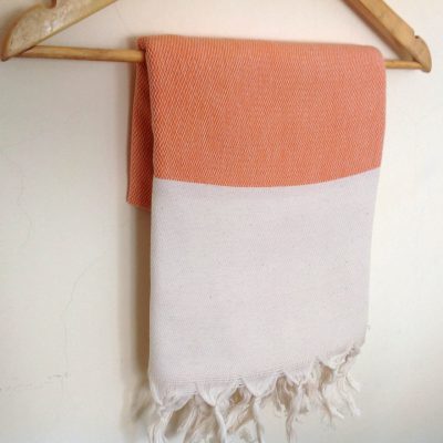 Elegant Organic Turkish Towel, Peshtemal, beach, bath, spa, swimming pool, hammam, Natural Soft cotton, Handwoven, Orange