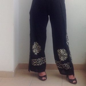 Turkish Traditional Handpainted Handmade Beach Pants, natural, Thin, Light, women Gift, moms, Dress for Bachelorette Party, Black