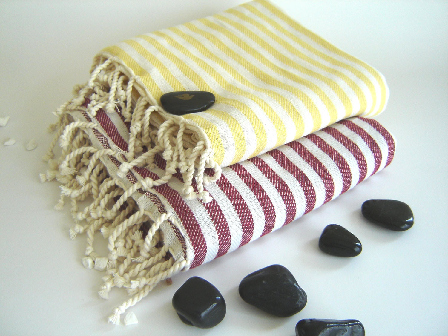 SALE Set of 2 Turkish Bath Towel Handwoven Peshtemal, Bath Schooner