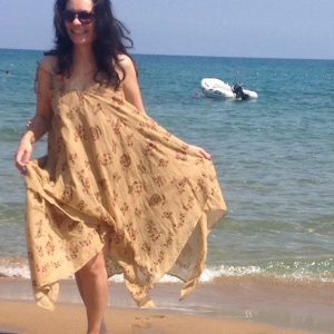 Turkish Traditional Handpainted Handmade Beach Dress, natural, cotton, Thin, Light, women Gift, moms, Dress for Bachelorette Party, Creamy