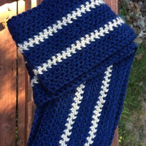 Classic blue and kaki striped infinity scarf