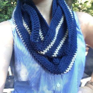 Classic blue and kaki striped infinity scarf