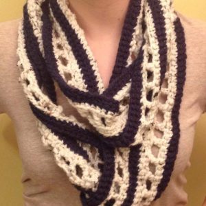 Hand Crocheted Nautical Infinity Scarf