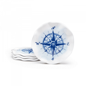 Q Squared NYC Portsmouth Nautical Sail Away S/4 Melamine Coasters