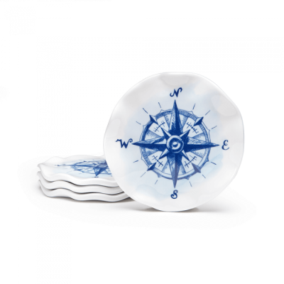 Q Squared NYC Portsmouth Nautical Sail Away S/4 Melamine Coasters