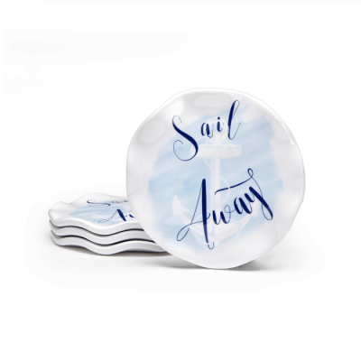 Q Squared NYC Portsmouth Nautical Sail Away S/4 Melamine Coasters