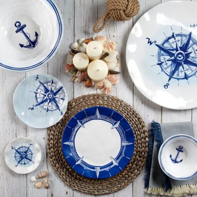Q Squared NYC Portsmouth Nautical Sail Away S/4 Melamine Coasters