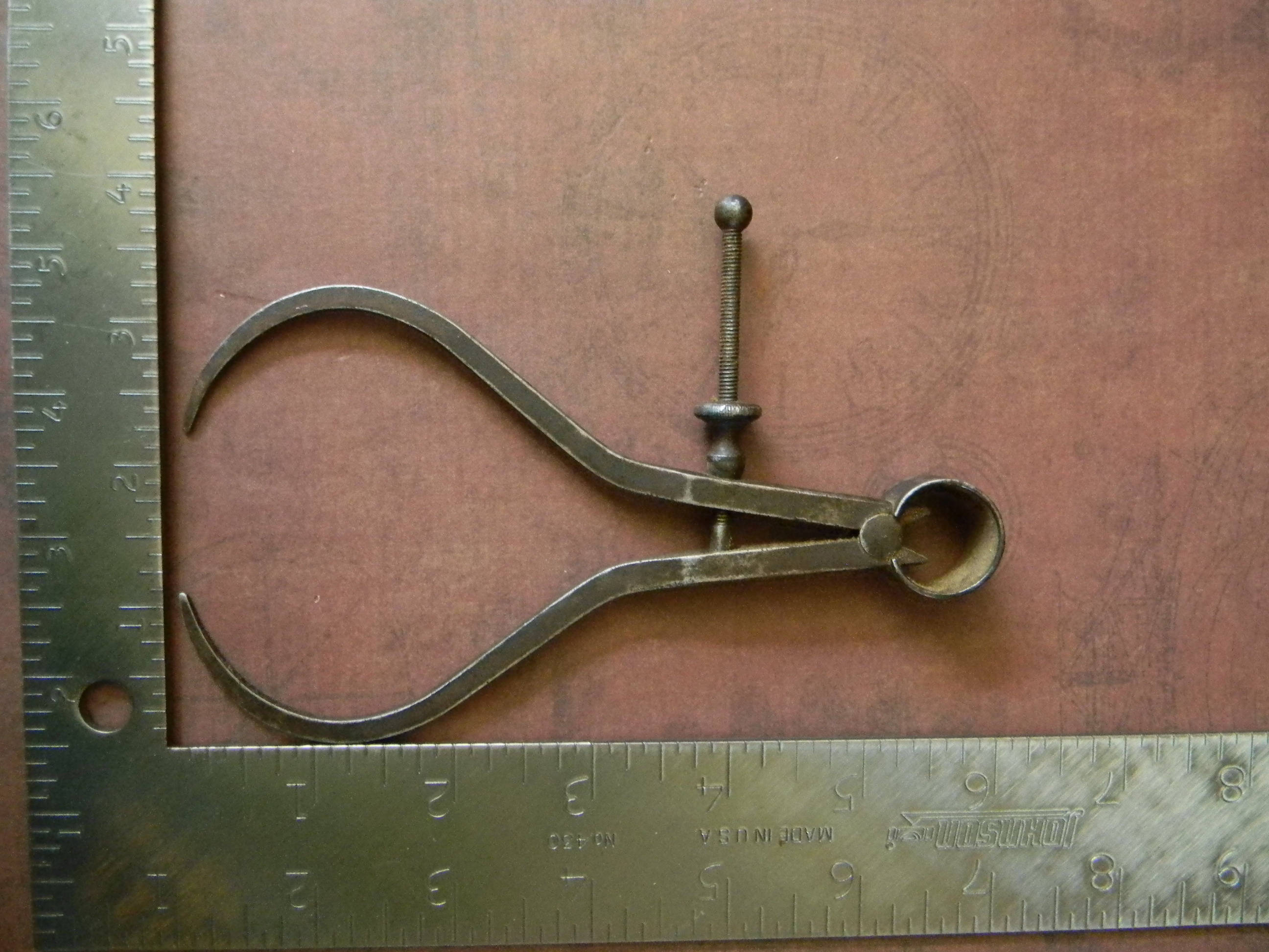 Antique Steel Caliper Tool. Adjustable Caliper or Curved Dividers. In