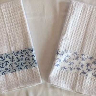 Coastal Towels – Waffle Weave With Sea Glass or Sea Shells! Makes a beautiful towel set together! (Copy)