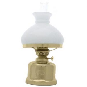 Weems & Plath Danish Table Lamp, Oil (Brass St. Steel, White Vesta Shade)