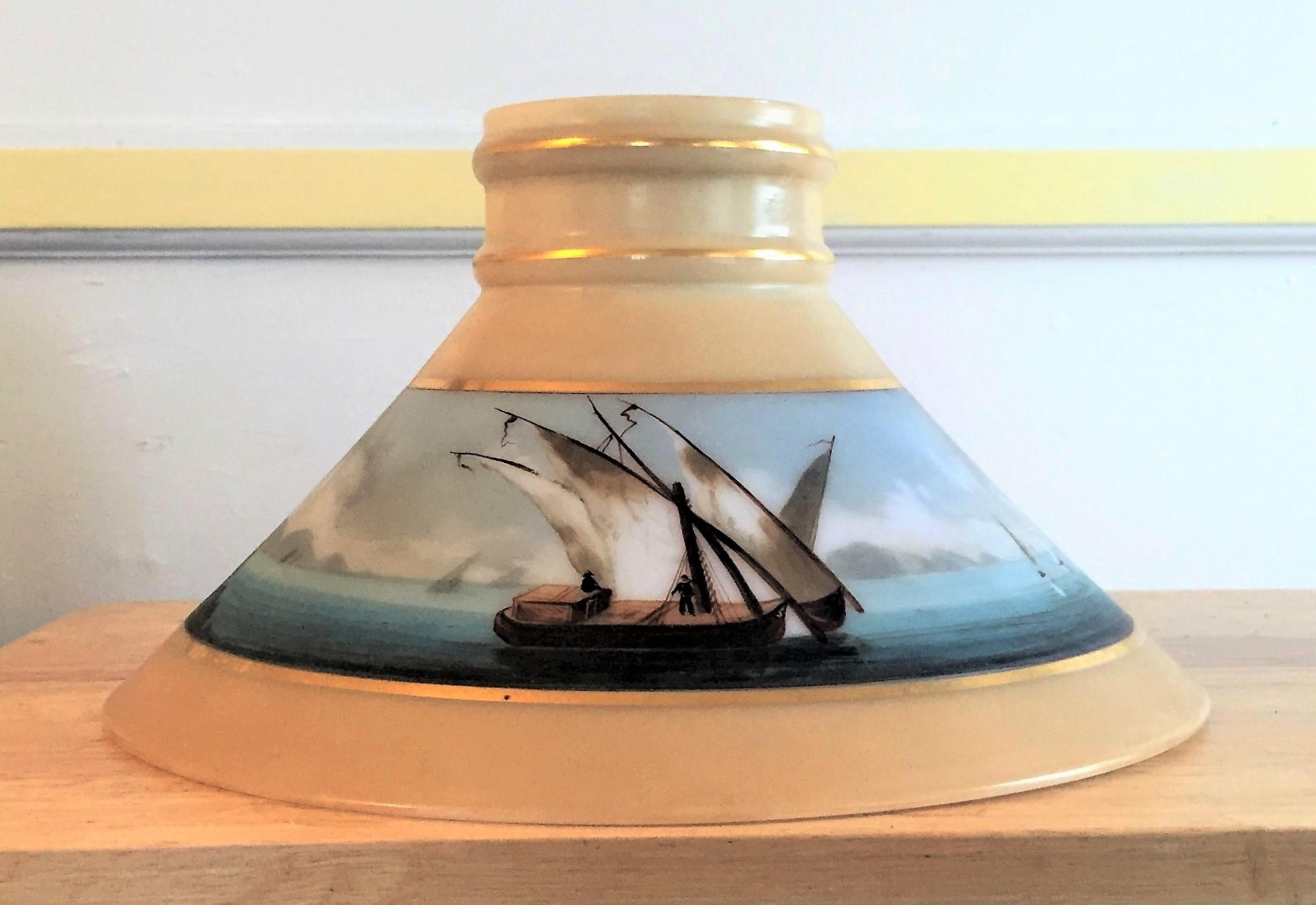 NAUTICAL Boston Sandwich Glass Lamp Shade 1870’s Schooner Chandlery