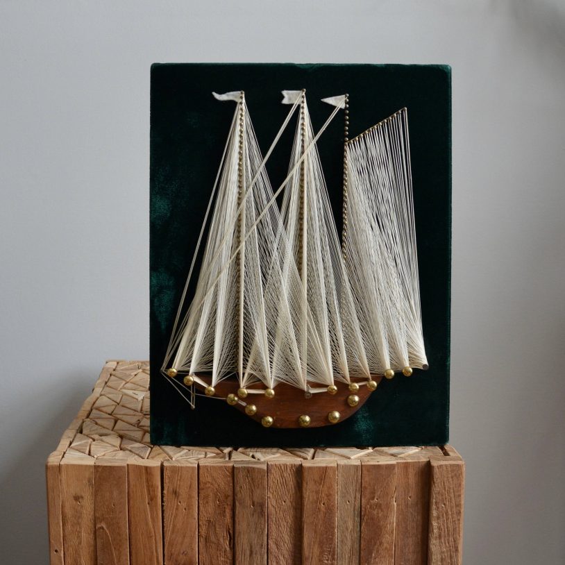 1975 Vintage Ship, Sail Boat String Art Vintage String Art Nautical