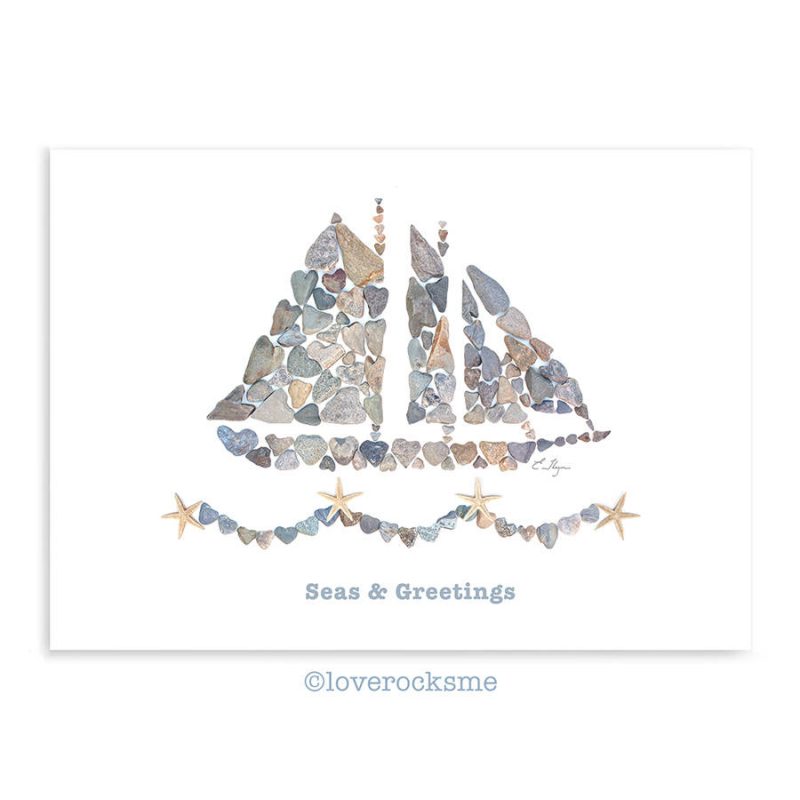 Seas Greetings Card Christmas Love Nautical Holiday Card Beach 
