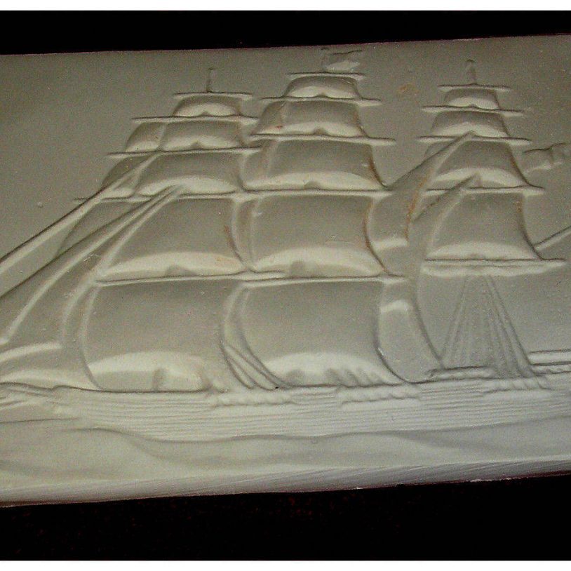 Cool 3 masted schooner Flat Tile Slump Fusing stained glass kiln mold