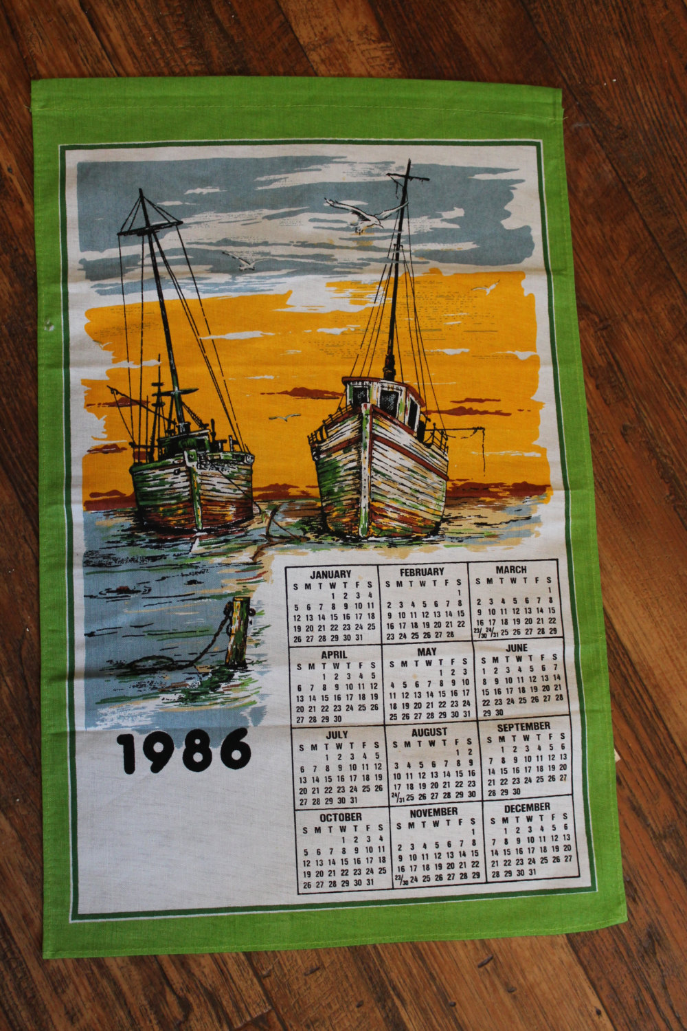 1986 Schooners, Ships Tea Towel Calendar – Schooner Chandlery