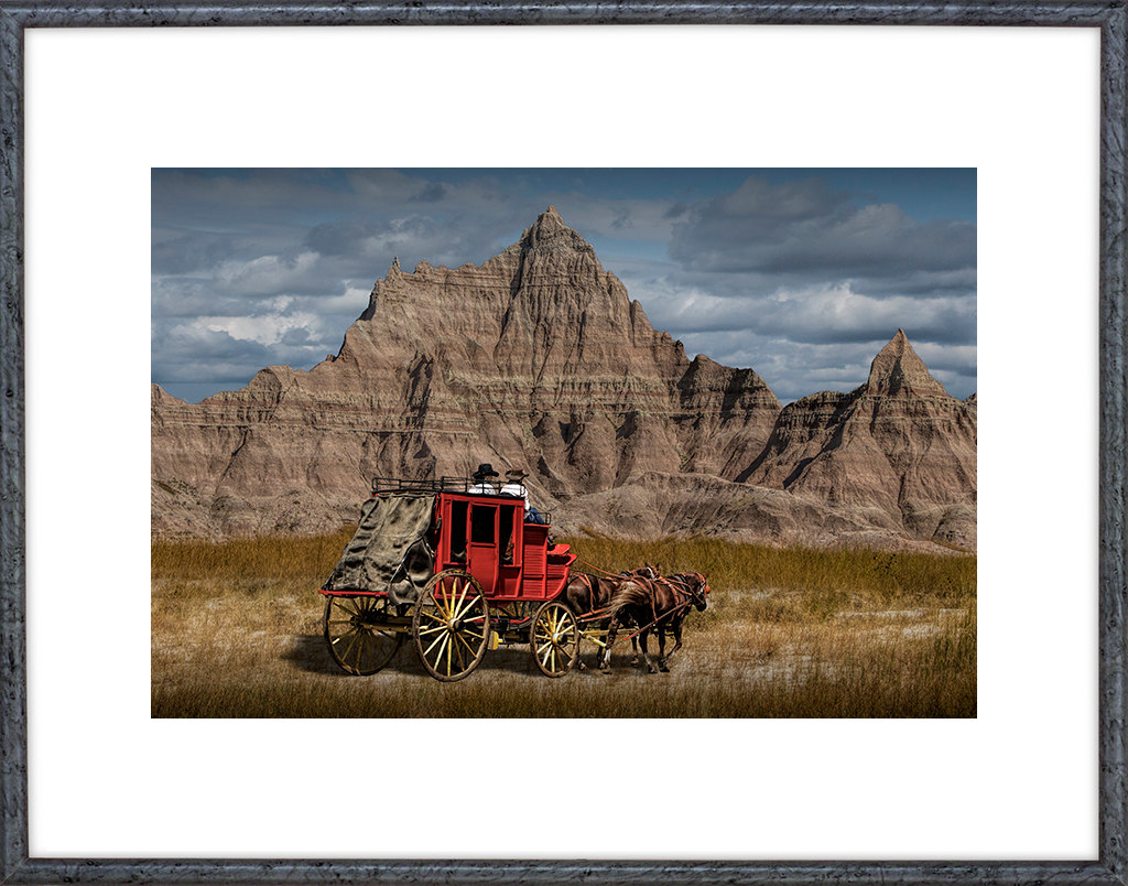 Vintage Stagecoach Wells Fargo Wall Art Print Western Decor