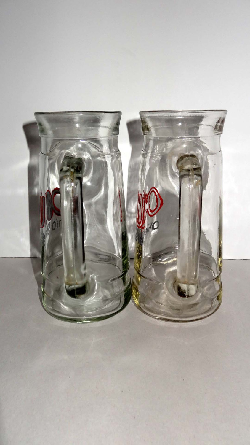 Pair Of Ohio State Clear Glass Beer Steins Home and Garden Kitchen and