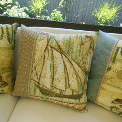 Outdoor Ship Pillow Beach Pillow Porch Pillow Vintage Style