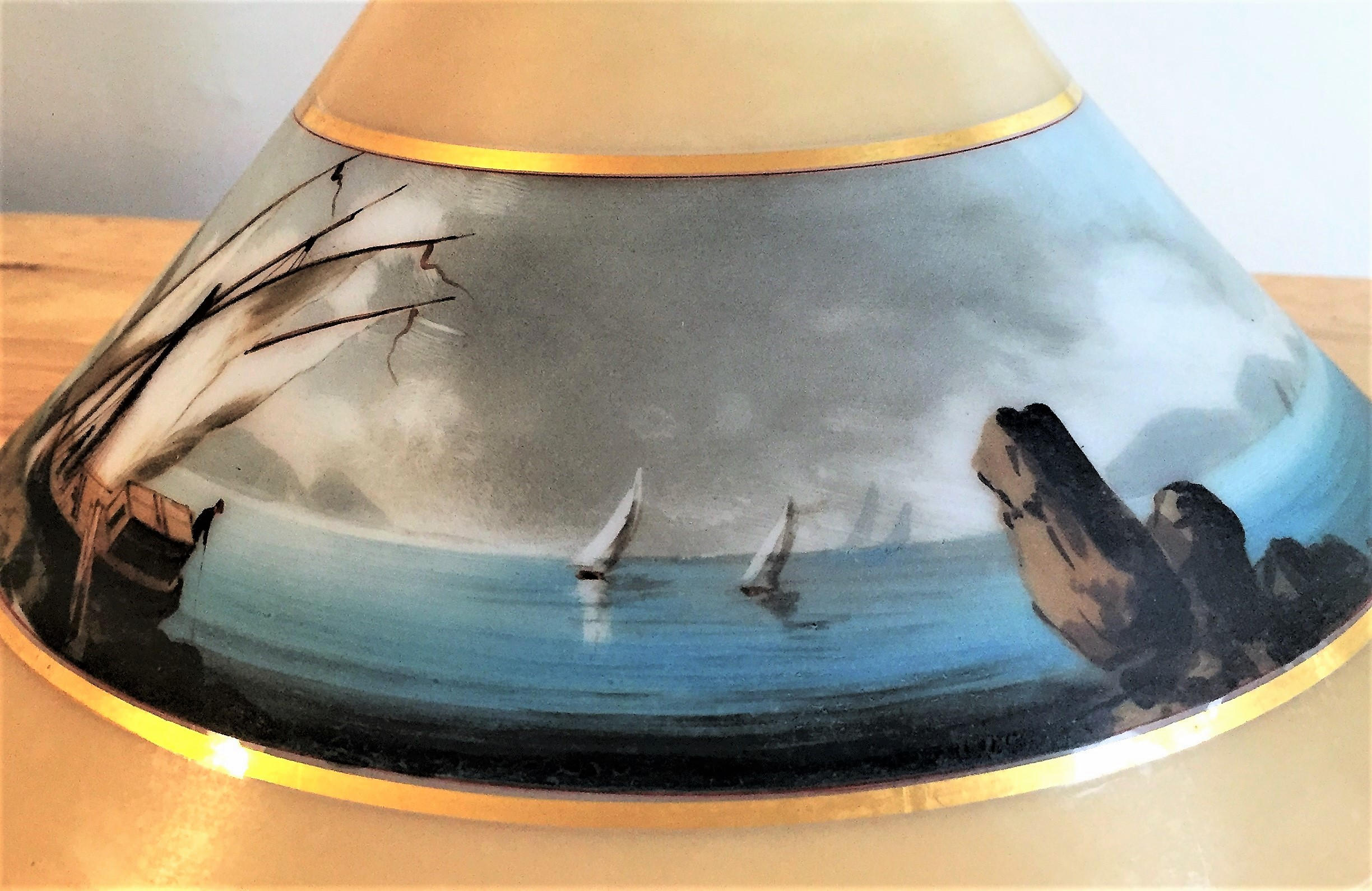 NAUTICAL Boston Sandwich Glass Lamp Shade 1870’s Schooner Chandlery