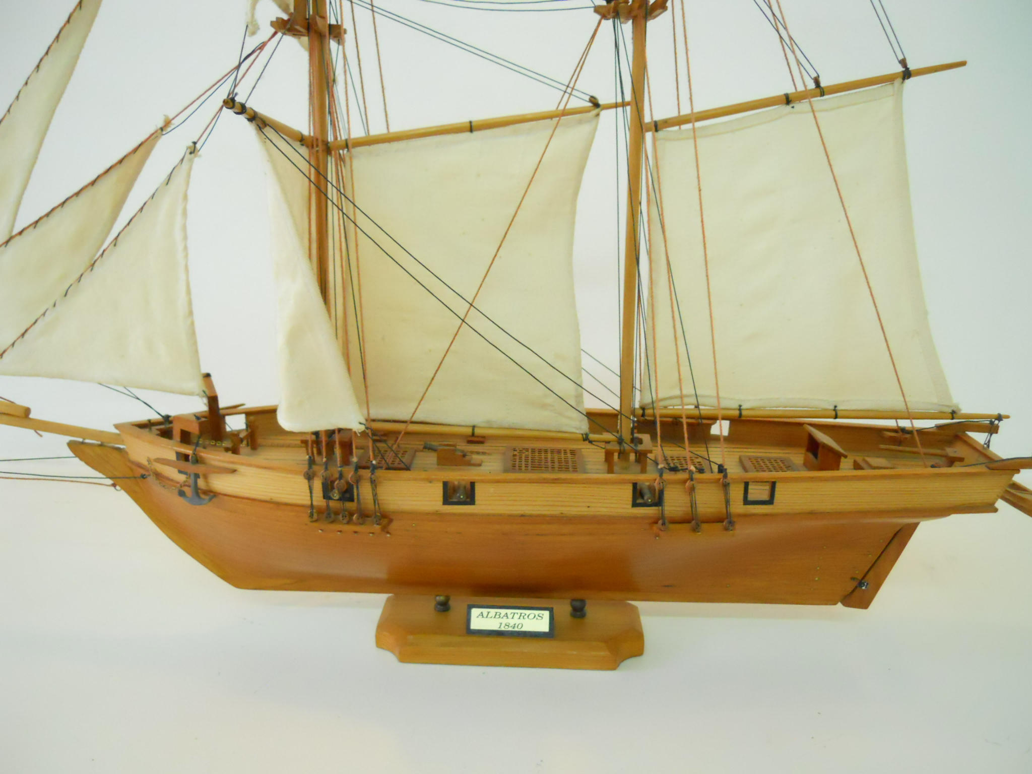 Vintage Wooden Model Ship/Boat Handmade by Mauritian Artisans. Long 72