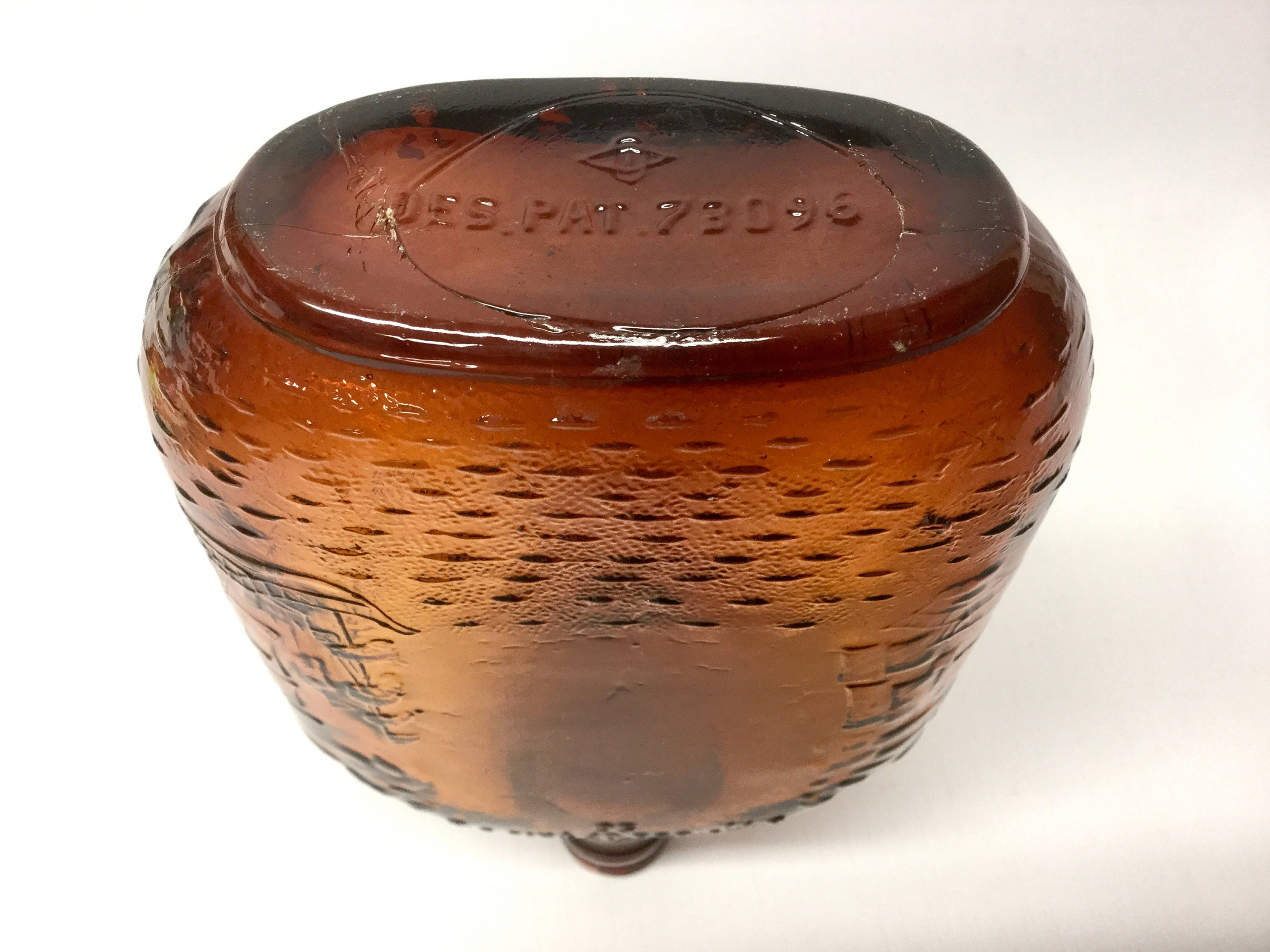 Vintage Amber Bottle Pint Glass Whisky Flask, Patriot & Schooners