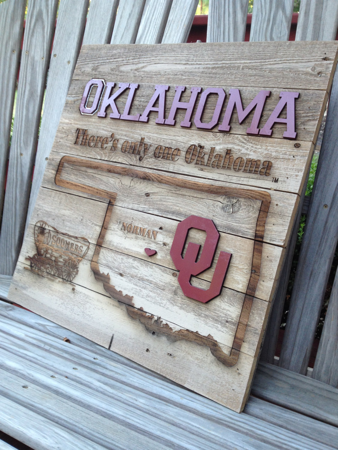 OKlahoma Sooner State Cutout 23″ x 23″ approx. Item 613 Schooner