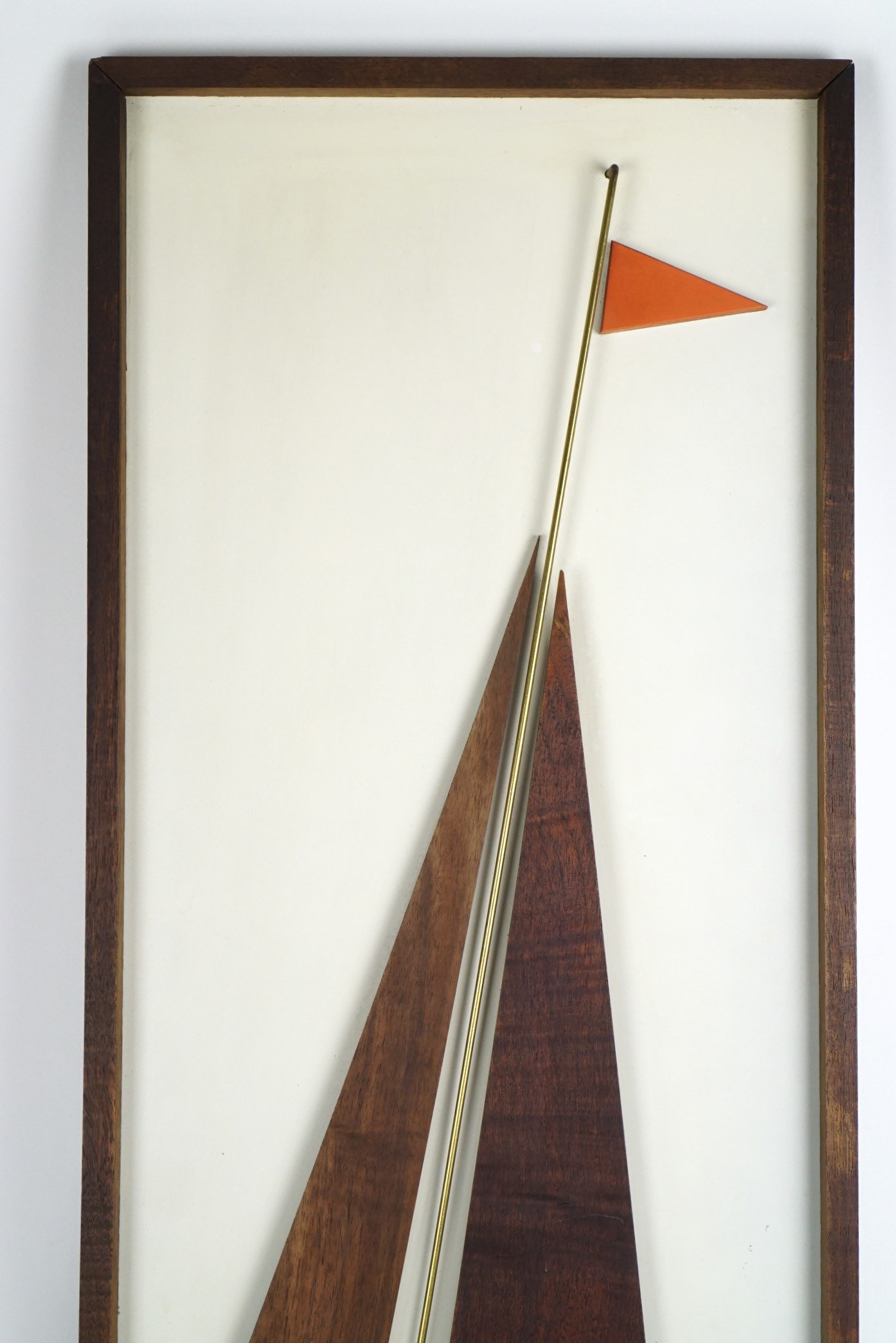 SAILBOAT ART PANEL MidCentury Modern Walnut Vintage 30" Witco Era