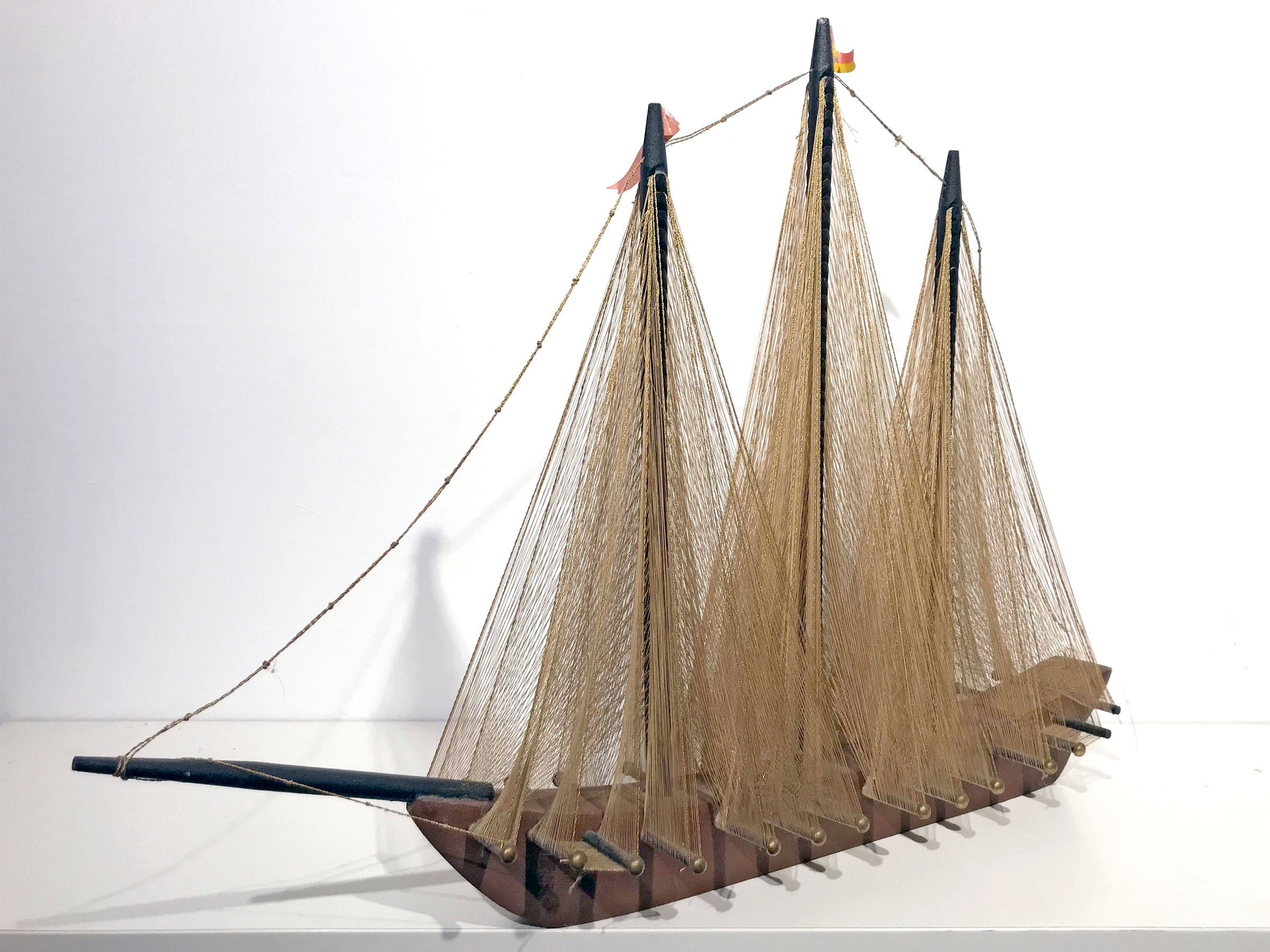 Vintage Brutalist String Art Model Sailing Ship – Schooner Chandlery