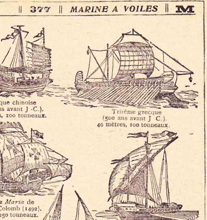 Antique French Print Dictionary Page 1920s Illustration sailing ships