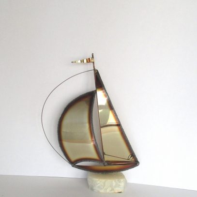 MARIO JASON ORIGINALS burnished brass and mixed metals sailboat