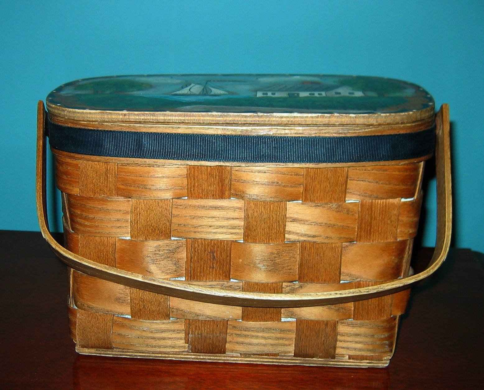 Vintage Basketville NAUTICAL BASKET with signed Original Folk Art from