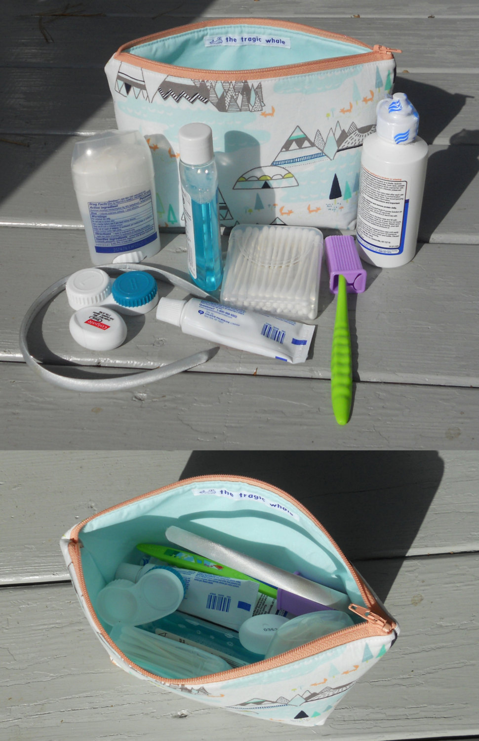 Medium Makeup Bag, Schooners on Blue, Schooner Makeup Bag, Boat Makeup