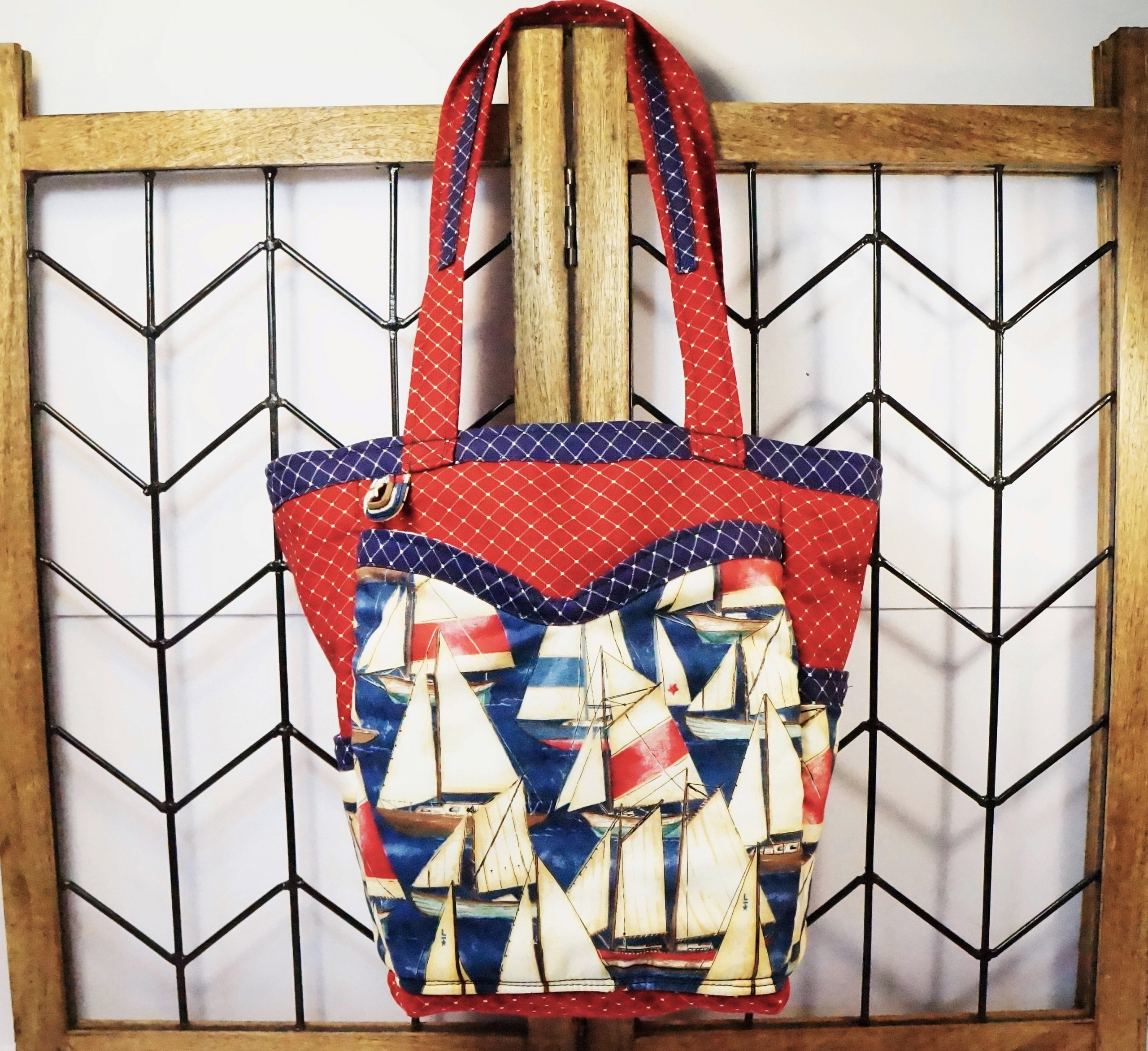Nautical Tote/Sail Boat Tote/Sailing Tote/Tote With Pockets/Ship Tote/Boat Tote/Schooner/Sail