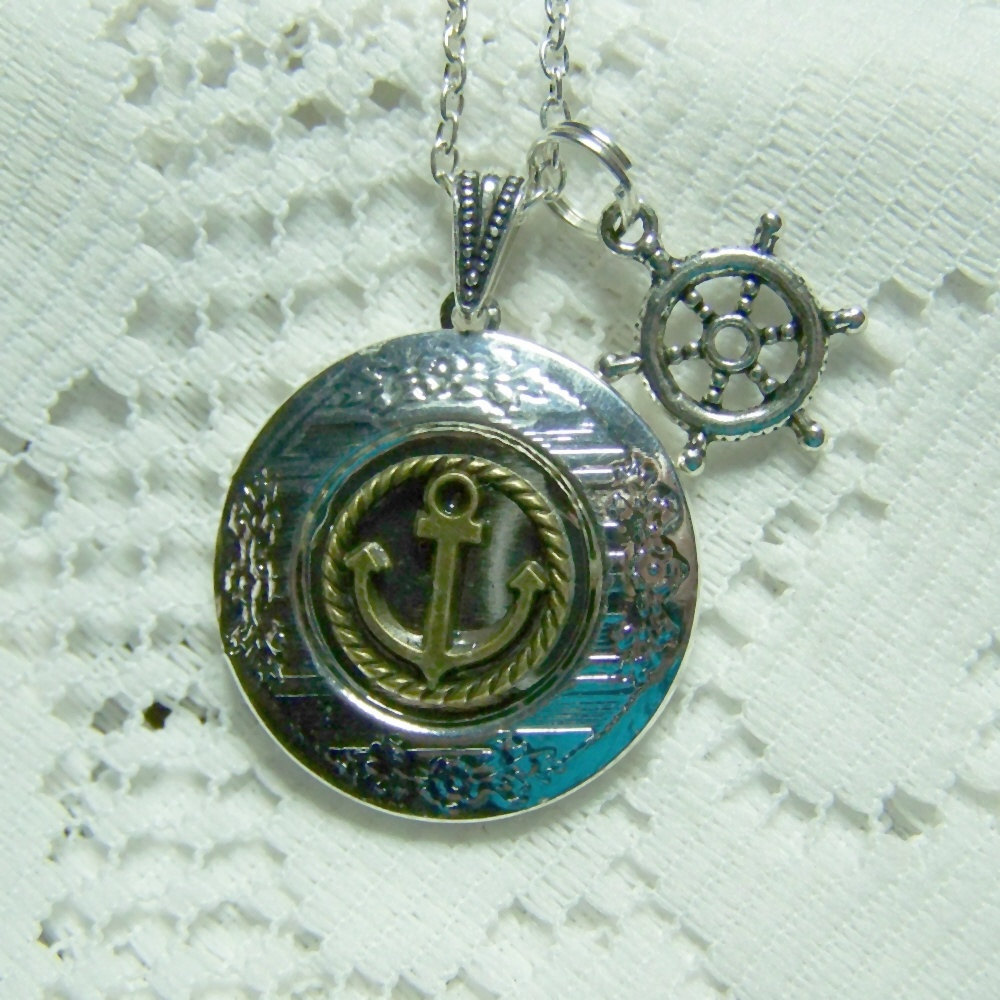 Sailor's Locket - Silver plated Locket Necklace - Anchor and Rope ...
