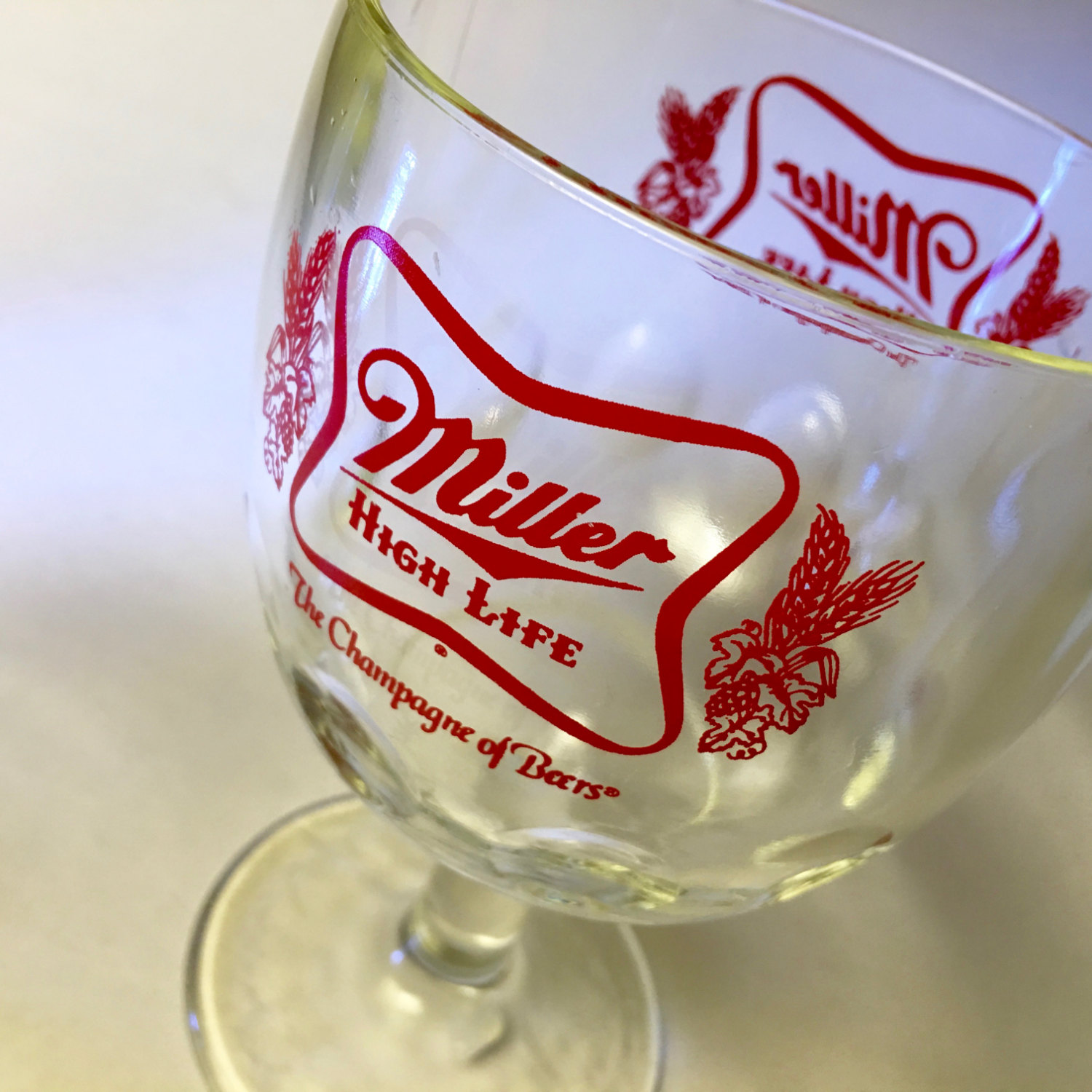 Vintage Budweiser vs Miller beer goblets Schooner Chandlery