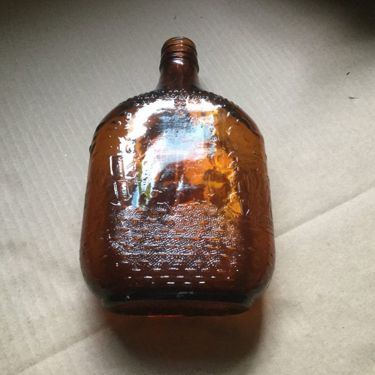 Vintage Amber Bottle Pint Glass Whisky Flask, Patriot & Schooners