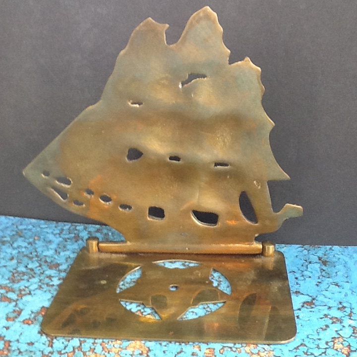 Brass Boat BookendSchooner ShipVintage BrassLovely PatinaVintage