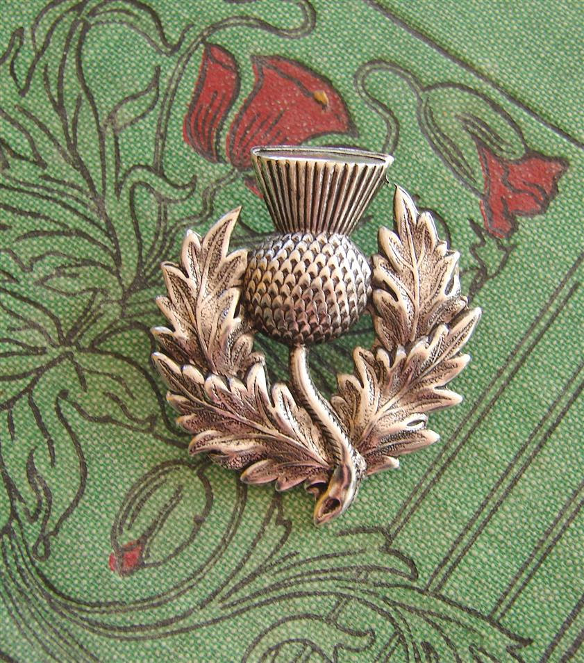 Scottish Thistle Brooch, Antiqued Silver brooch or Pin Schooner Chandlery