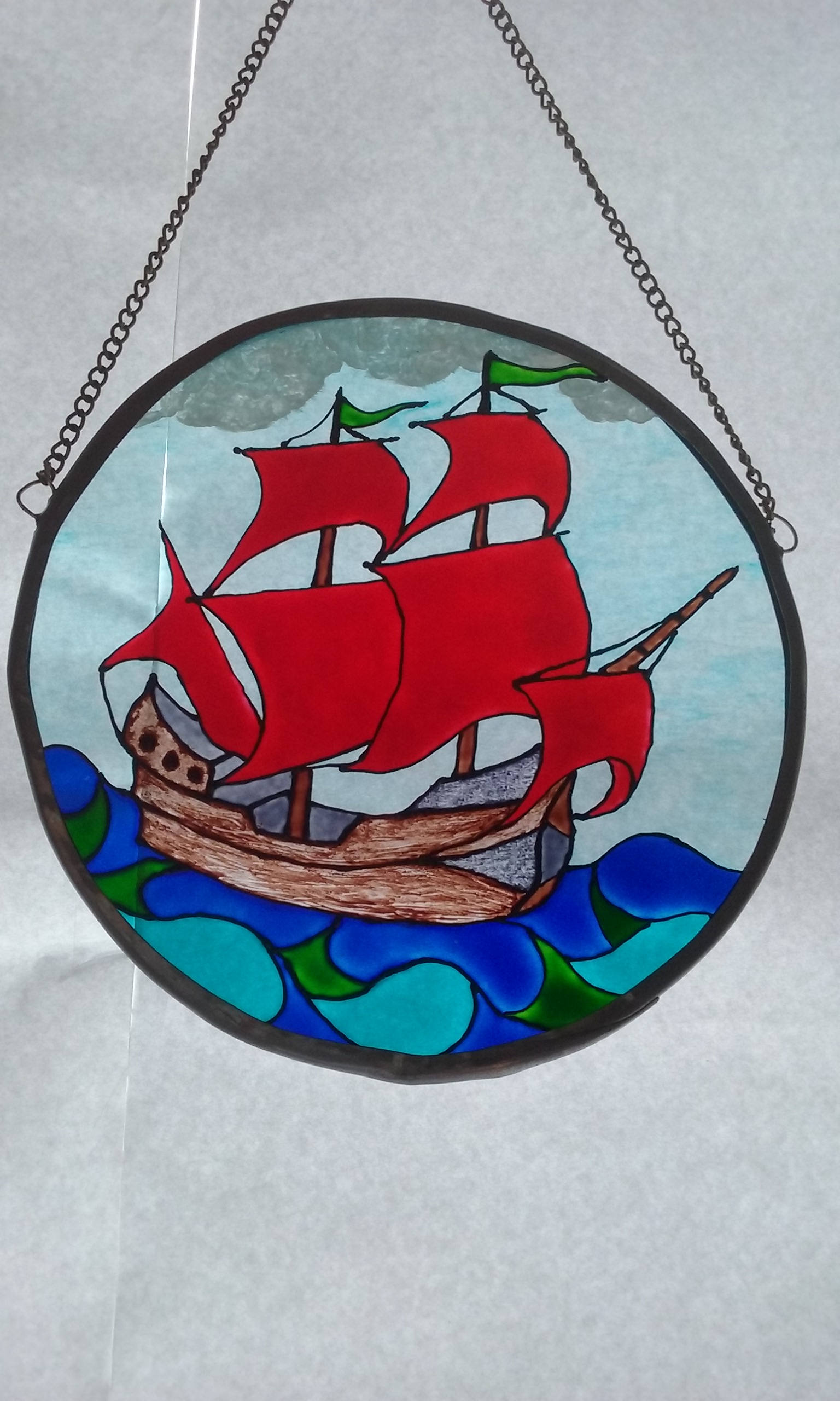Galleon Ship Stained Glass Suncatcher Schooner Chandlery