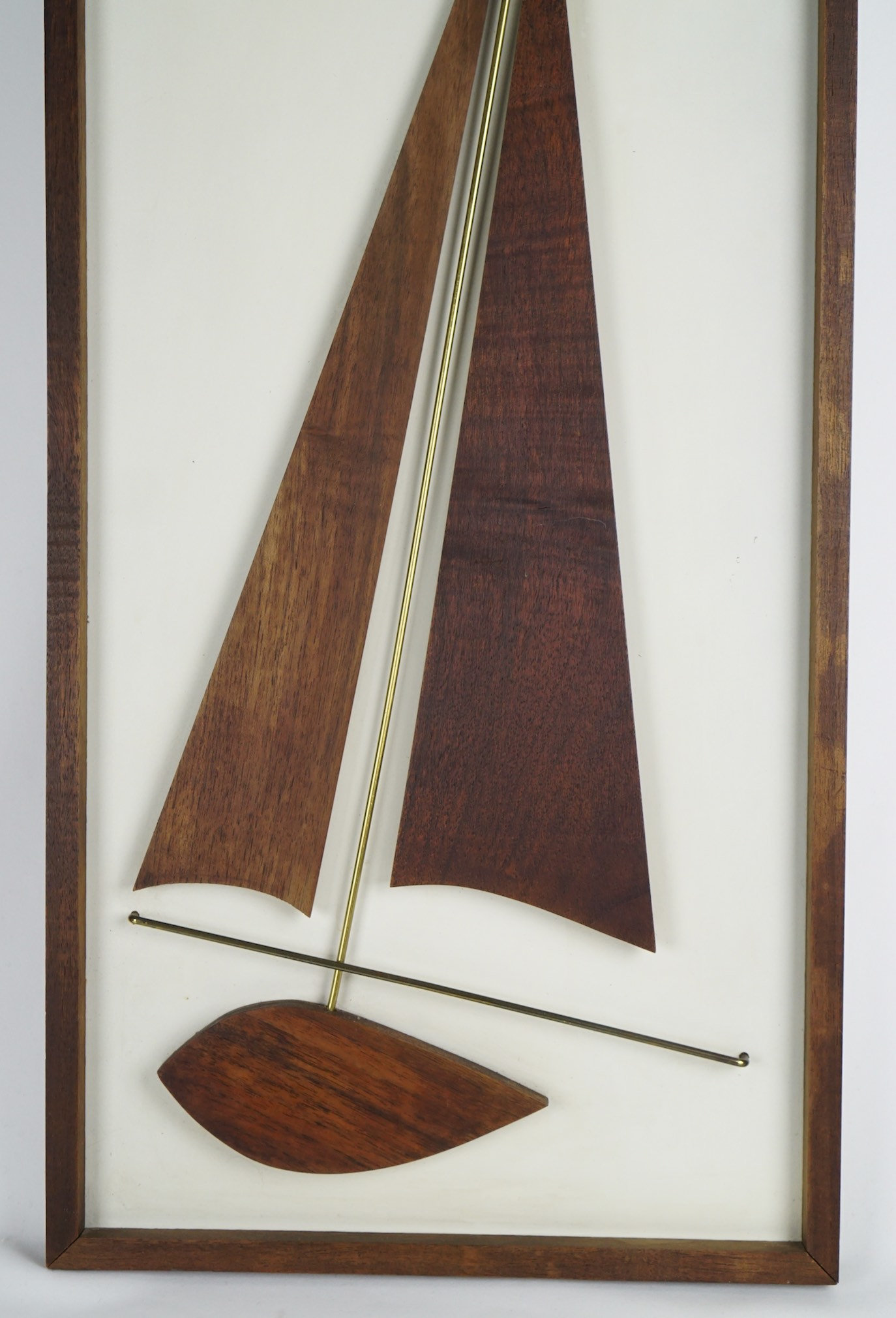 SAILBOAT ART PANEL MidCentury Modern Walnut Vintage 30" Witco Era