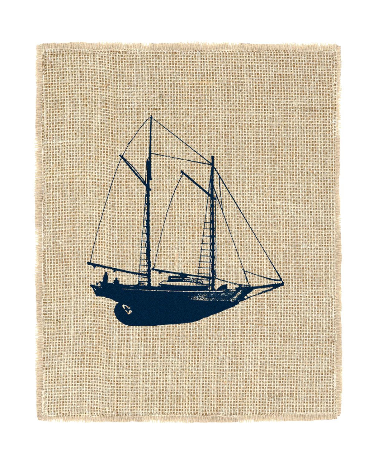 Schooner Unframed Wall Art, Burlap Print, Nautical Print, Burlap Decor