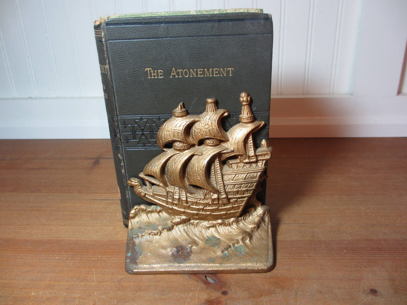 Vintage Cast Iron Sailing Ship Bookend, Door Stop, Nautical, Home Decor